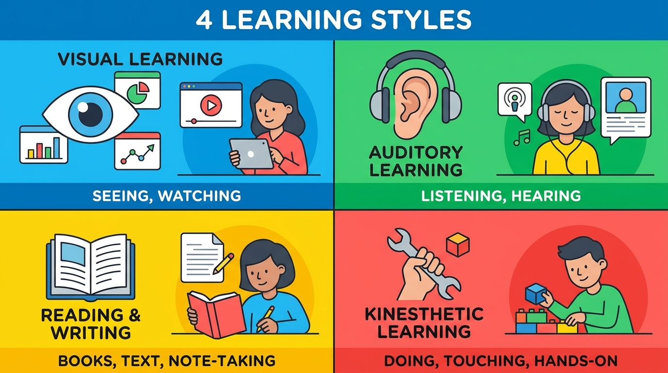 Visual, Auditory, Kinesthetic: Understanding the 4 Learning Styles